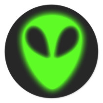 Glowing Green Alien Sticker
