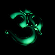 Glowing green Om symbol posters