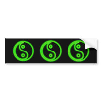 Glowing Green Yin Yang Bumper Sticker bumper stickers