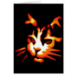 Glowing Halloween Cat Face Greeting Card