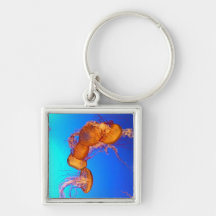 Glowing Jellyfish in Blue Water Keychains