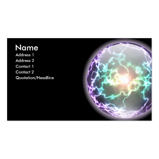 Glowing Lightning Ball Card Business Card Template (front side)