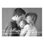 Glowing merry & bright family christmas photo chic custom invites
