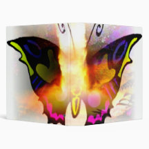 Glowing Neon Fire Butterfly Avery Binder