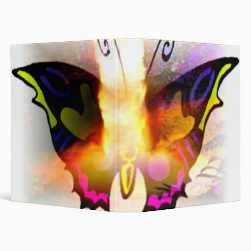 Glowing Neon Fire Butterfly Avery Binder