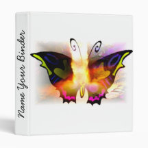 Glowing Neon Fire Butterfly Avery Binder