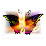 Glowing Neon Fire Butterfly Postcard