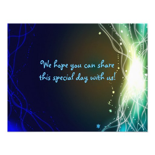 Glowing Neon Stars Bar Mitzvah  REPLY Card (front side)