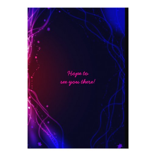 Glowing Neon Stars Bat Mitzvah Invitation