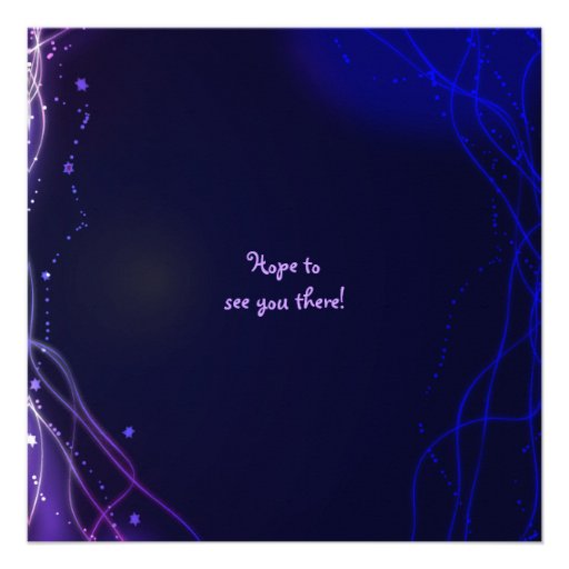 Glowing Neon Stars Bat Mitzvah Invitation purple