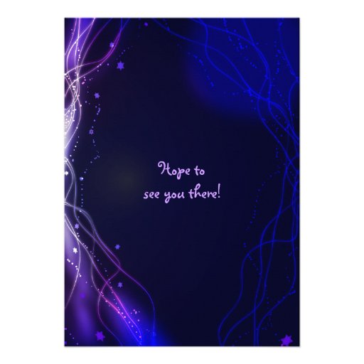 Glowing Neon Stars Bat Mitzvah Invitation purple