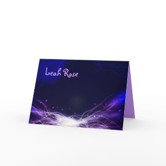 Glowing Neon Stars Thank You card purple card