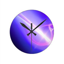Glowing Purple Fractal Abstract Art Round Wall Clocks
