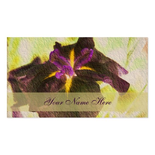 Glowing Purple Iris Floral Business Card (front side)