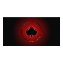 Glowing spade card suit photo card template