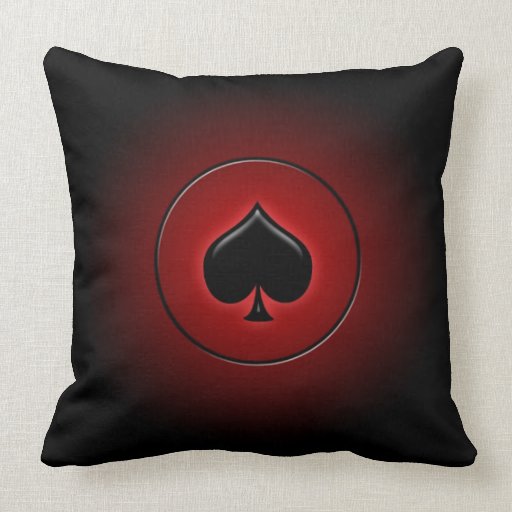 Glowing spade card suit throw pillow
