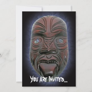 Glowing Tribal Mask Halloween Party Invitation invitation