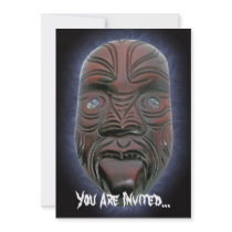 Glowing Tribal Mask Halloween Party Invitation