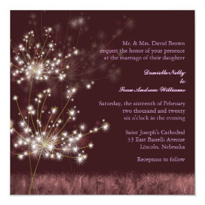 Glowing Twilight Dandelion Fall Wedding Invites 5.25