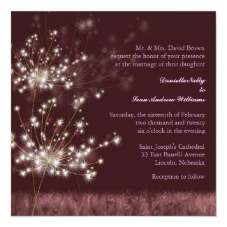 Glowing Twilight Dandelion Fall Wedding Invites