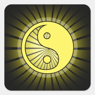 Glowing Yellow Yin Yang over Black