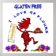 Gluten-Free - I Love GF Flour Design Poster