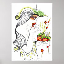 fruit, gluttony, food, strawberry, apple, eat, eating, woman, sin, sins, seven, deadly, patricia, vidour, capital, vices, cardinal, painting, drawing, religious, bible, art, minimalism, fantasy, pop, modern, contemporary, portrait, religion, kept woman, Christian denomination, materfamilias, Latin, jilt, indulgence, fancy woman, over-consumption, houri, nullipara, drink, Poster with custom graphic design