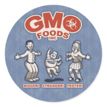 GMO Foods Round Stickers