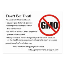 GMO-Free, Don't Eat That!, *Genetically Modifie... business cards