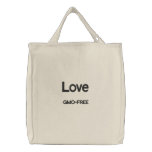 GMO-FREE, LOVE embroidered bags