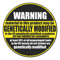GMO (genetically modified organism) warning label Round Sticker