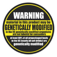GMO (genetically modified organism) warning label Round Sticker
