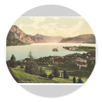 Gmunden, view towards Traunkirchen, Upper Austria, Round Sticker