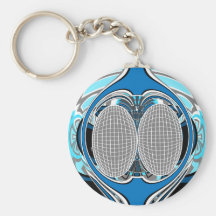 Gnarly white and blue superfly keychain