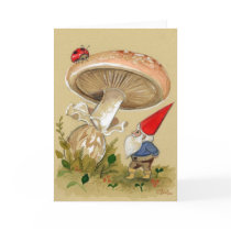 Gnome find a Ladybug and Mushroom Cards