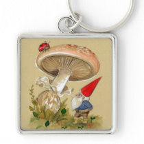 Gnome find a Ladybug and Mushroom Key Chain