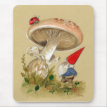 Gnome find a Ladybug and Mushroom Mousepads