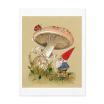 Gnome find a Ladybug and Mushroom Post Card