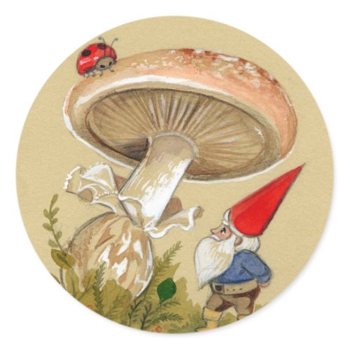Gnome find a Ladybug and Mushroom sticker
