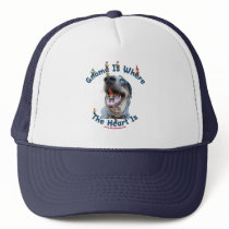 Gnome Home Heart Dog Trucker Hat