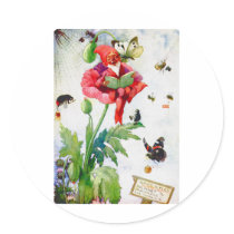 Gnome in a poppy flower stickers