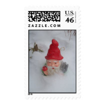 gnome in snow postage stamp