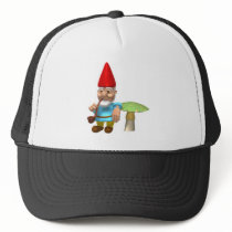 gnome leaning on mushroom mesh hats