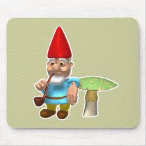 gnome leaning on mushroom mouse pads