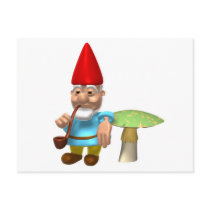 gnome leaning on mushroom post cards