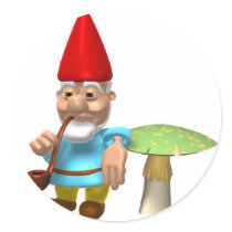 gnome leaning on mushroom stickers