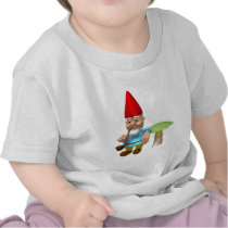 gnome leaning on mushroom tee shirts