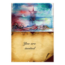 GNOMON  AND LADY OF THE LAKE Brown parchment Personalized Announcements