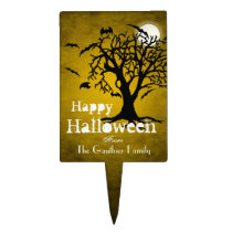 Go Batty Yellow Moon Halloween Cake Topper
