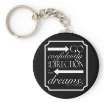 Go Confidently -- White on Black Keychains